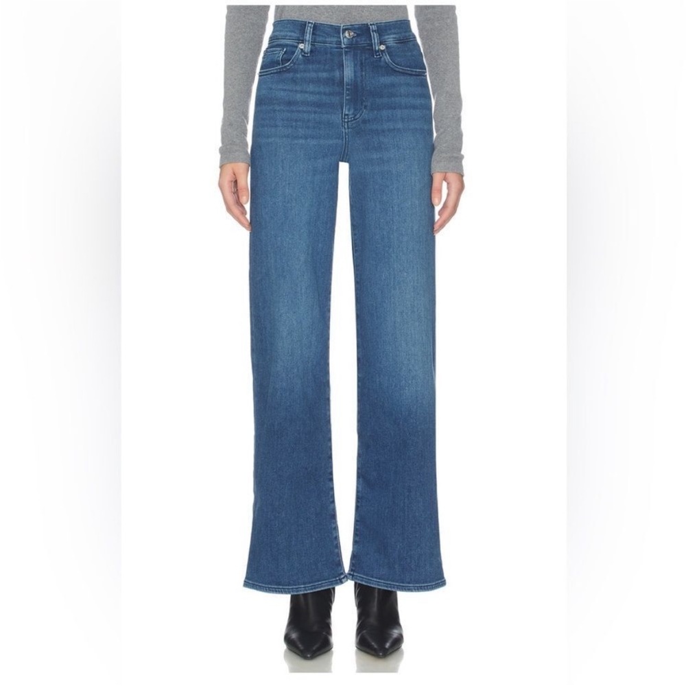 Frame Denim High-Rise Wide Leg Jeans in Medium Blue Wash